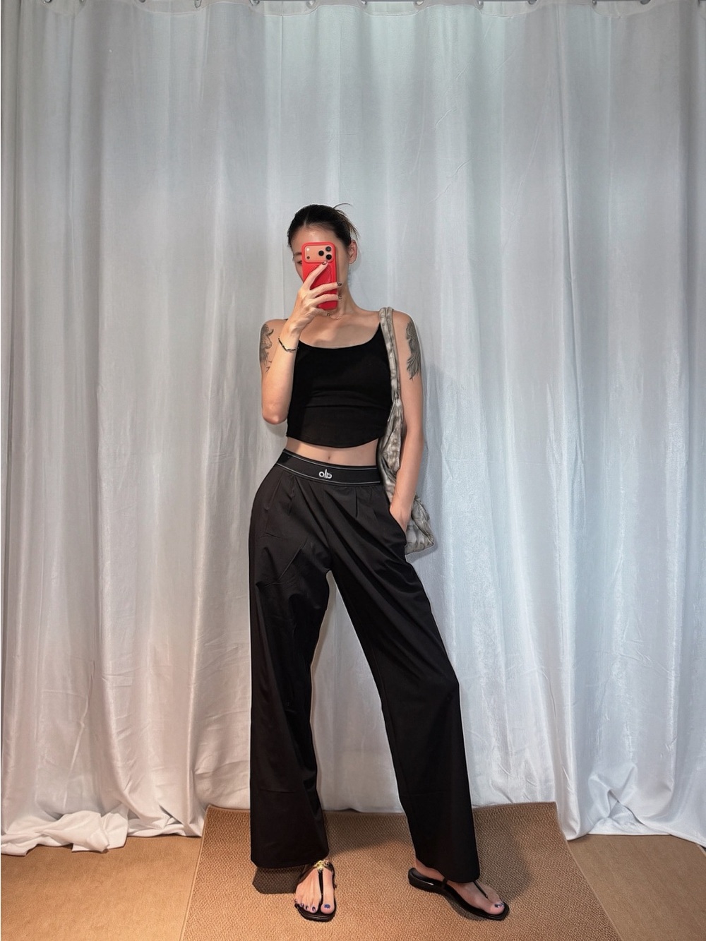 ALO Yoga Black Wide-Leg High-Waist Pants
